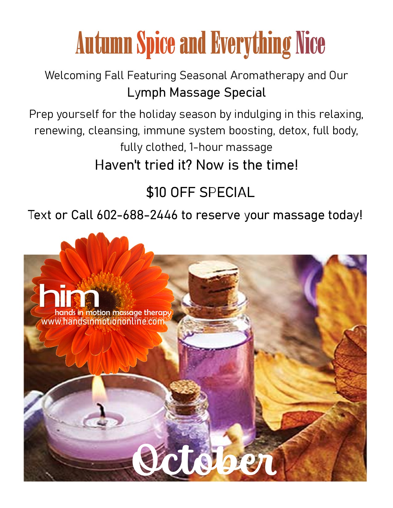 Autumn Spice and Everything Nice - Lymph Massage Special, $10 off, October